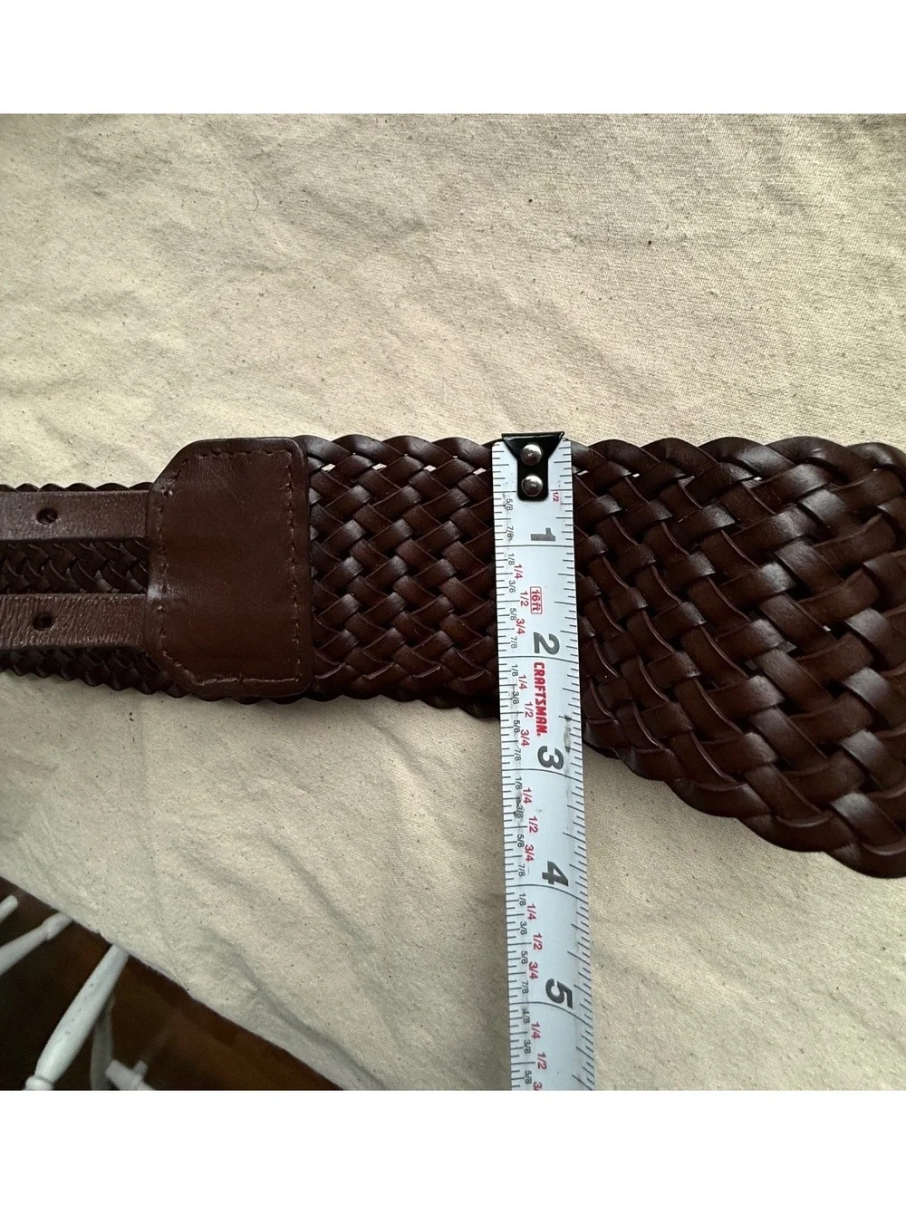 Talbots Brown Woven Leather Adjustable Belt Size Small